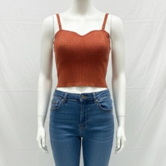 Wild Fable Knit Cropped Tank Top XL – Burnt Orange Ribbed Sweater Cami - Picture 2 of 11